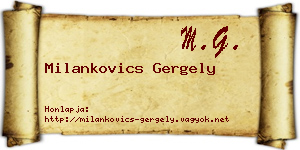 Milankovics Gergely névjegykártya